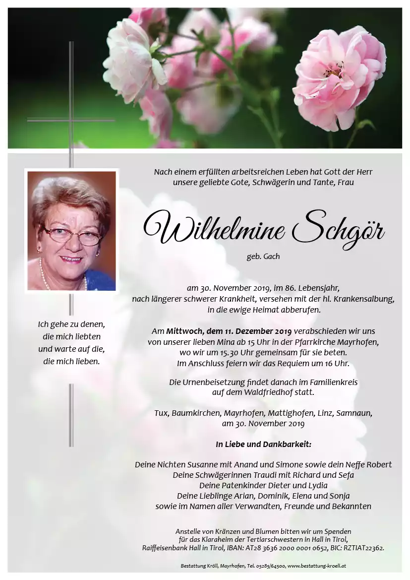 Parte von Wilhelmine Schgör